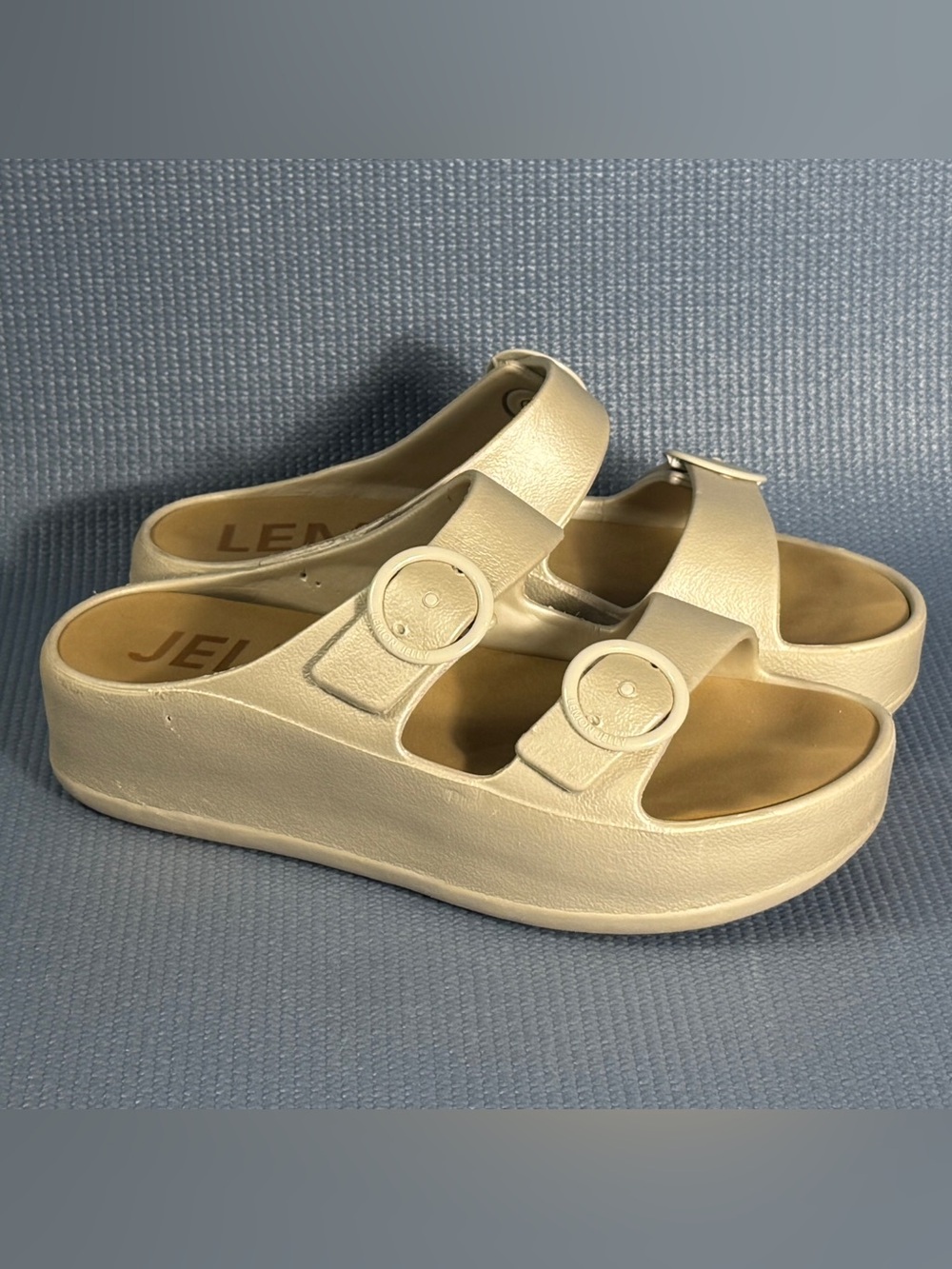 Lemon Jelly Gaia Platform Slide Sandals Champagne Women’s Size 9 US 40 EU